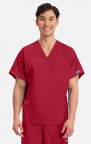 Unisex Red V-neck Scrub Top with Embroidered  Student Name & Barry Tech Logo